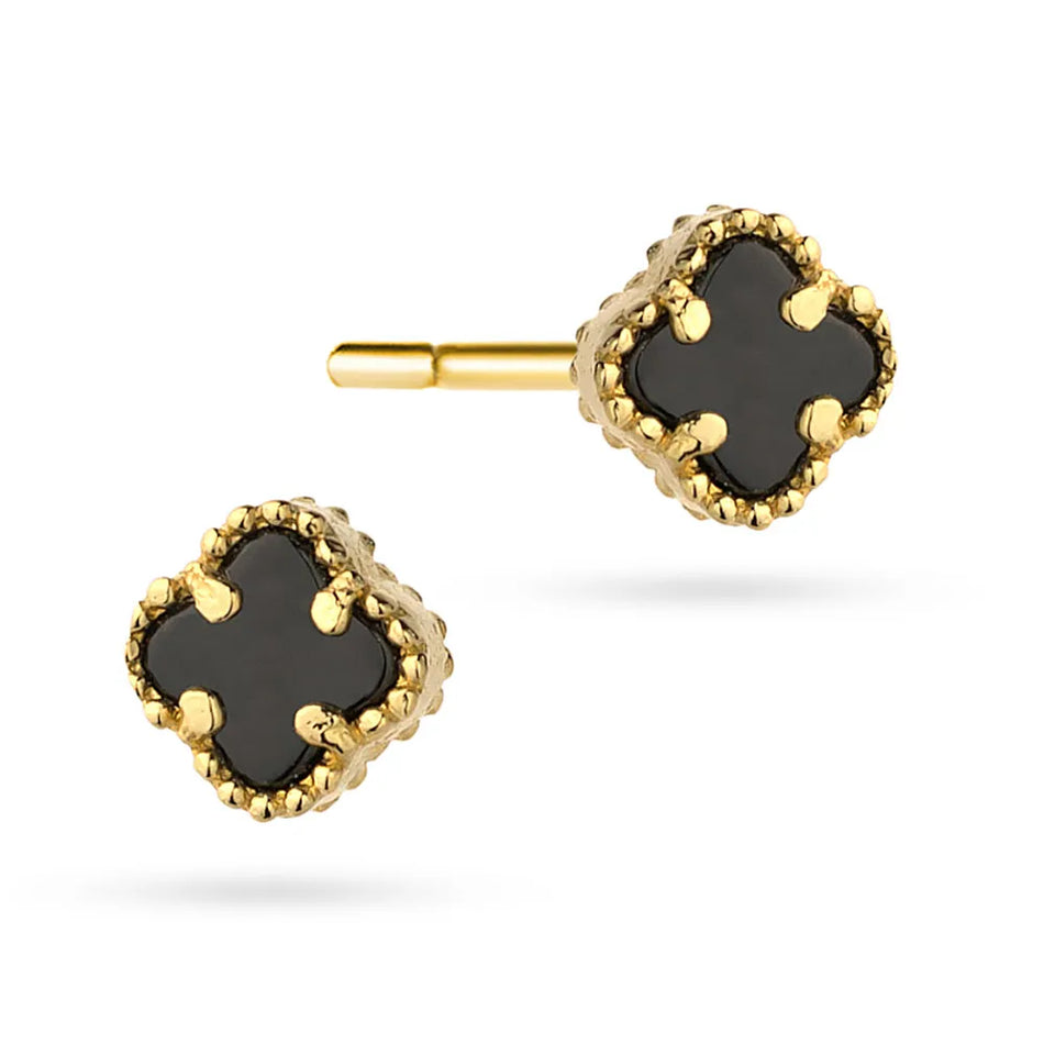 Gold Stud Earrings Black Clovers