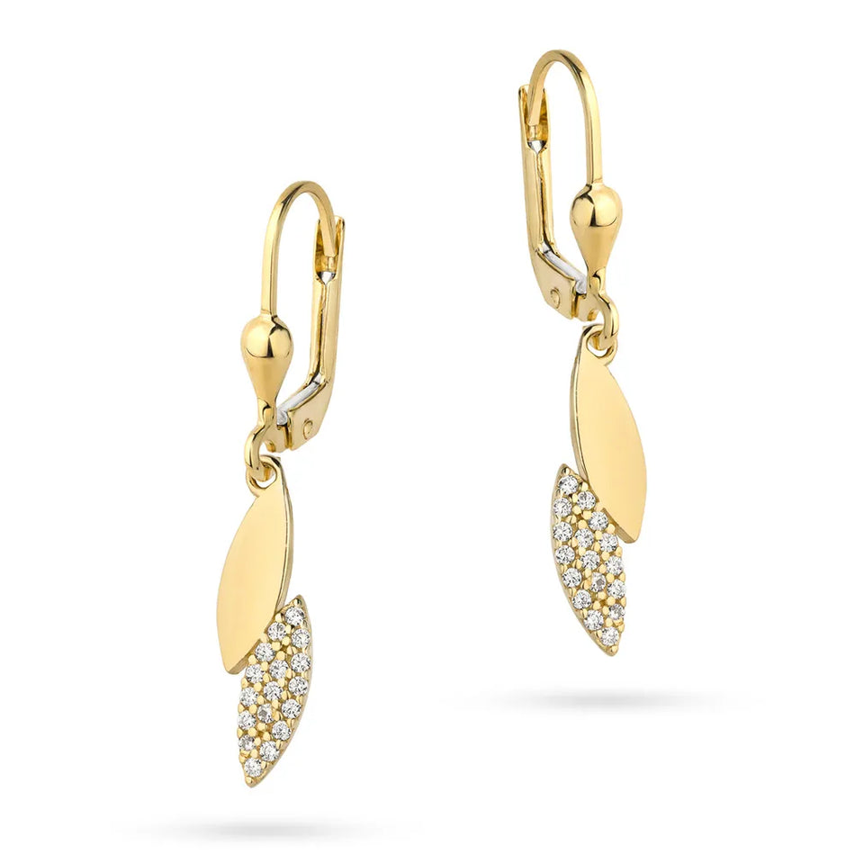Gold Earrings with Zirconia Teardrops
