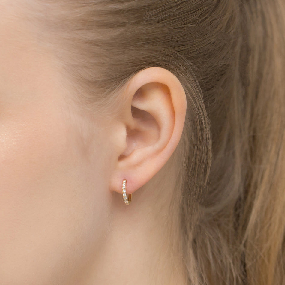 Gold Creole Earrings with Zirconia