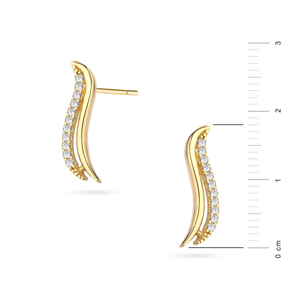 Gold Stud Earrings with Zirconia