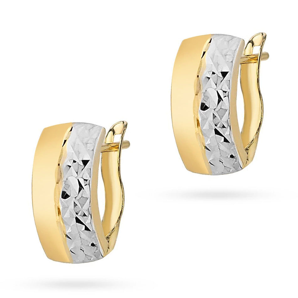 Dvojfarebné zlaté náušnice s Anglickým zapínaním