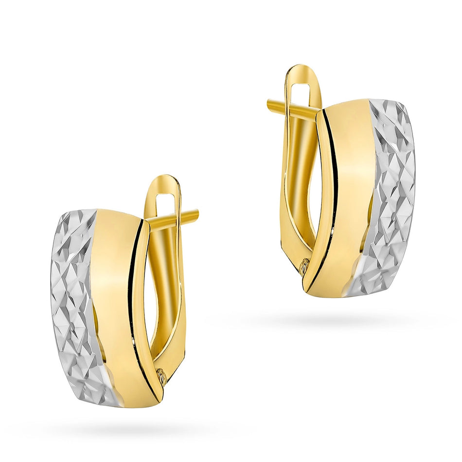 Dvojfarebné zlaté náušnice s Anglickým zapínaním