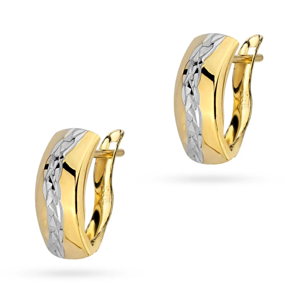 Dvojfarebné zlaté náušnice s anglickým zapínaním