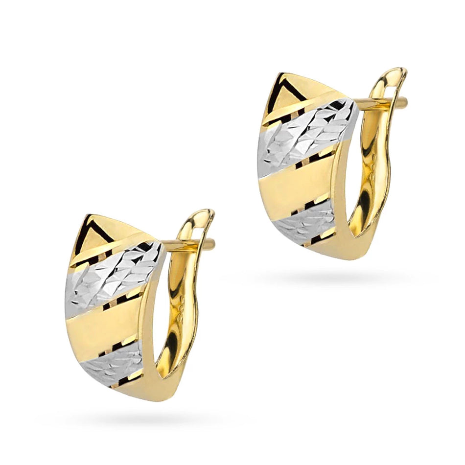 Dvojfarebné zlaté náušnice s Anglickým zapínaním