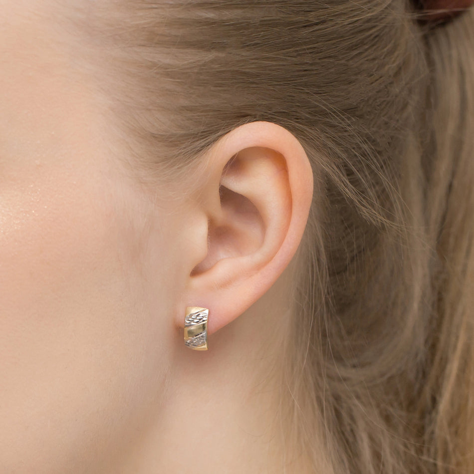 Dvojfarebné zlaté náušnice s Anglickým zapínaním