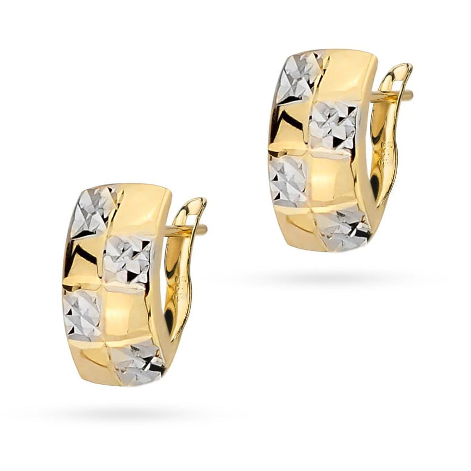 Dvojfarebné zlaté náušnice s anglickým zapínaním