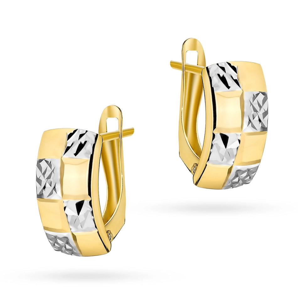 Dvojfarebné zlaté náušnice s anglickým zapínaním