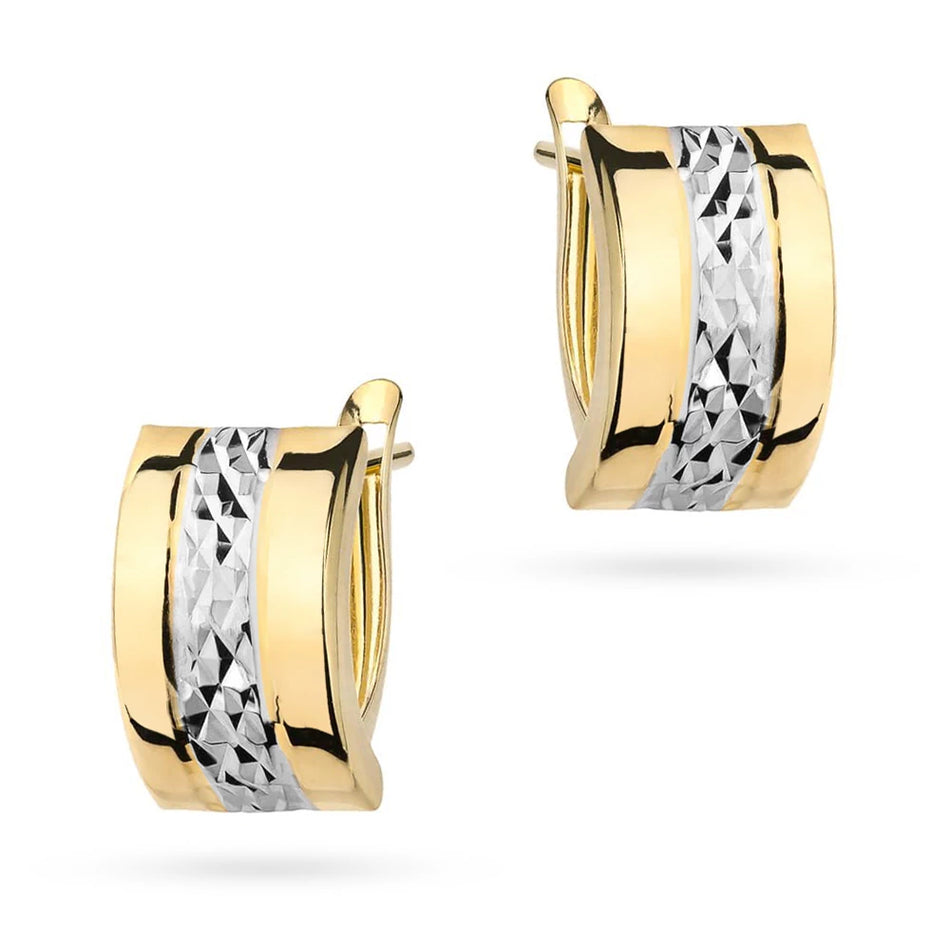 Dvojfarebné zlaté náušnice s Anglickým zapínaním