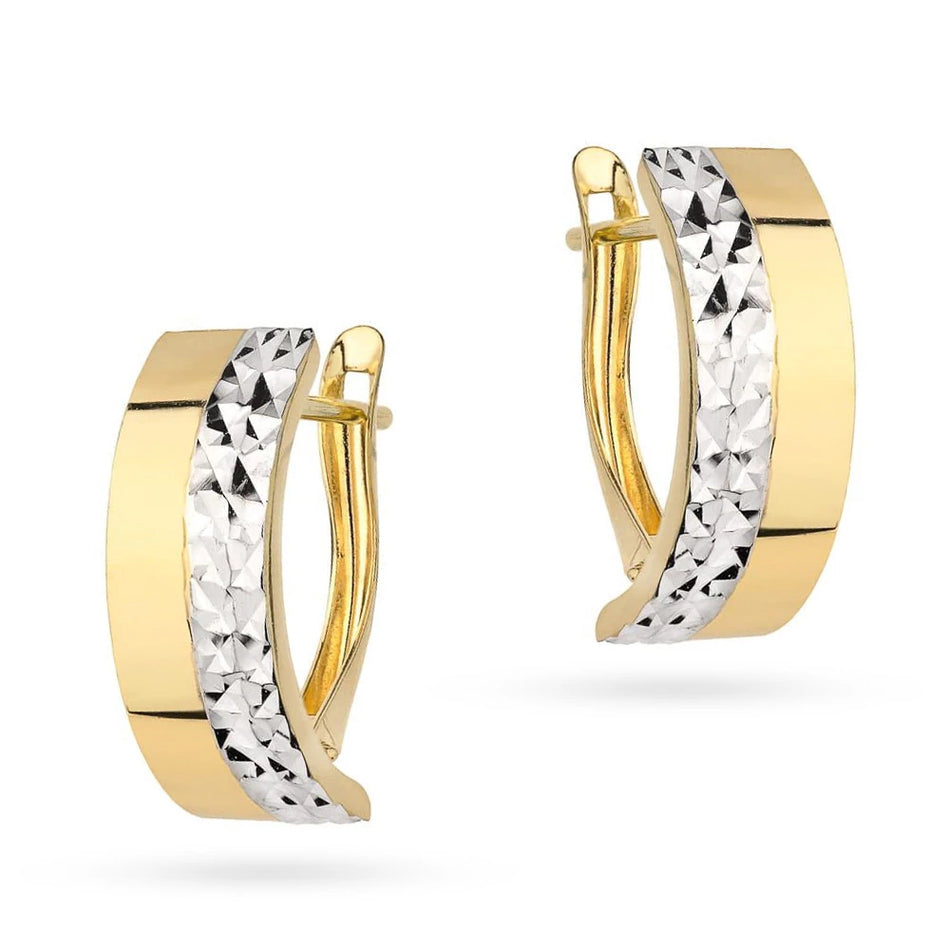 Dvojfarebné zlaté náušnice s anglickým zapínaním