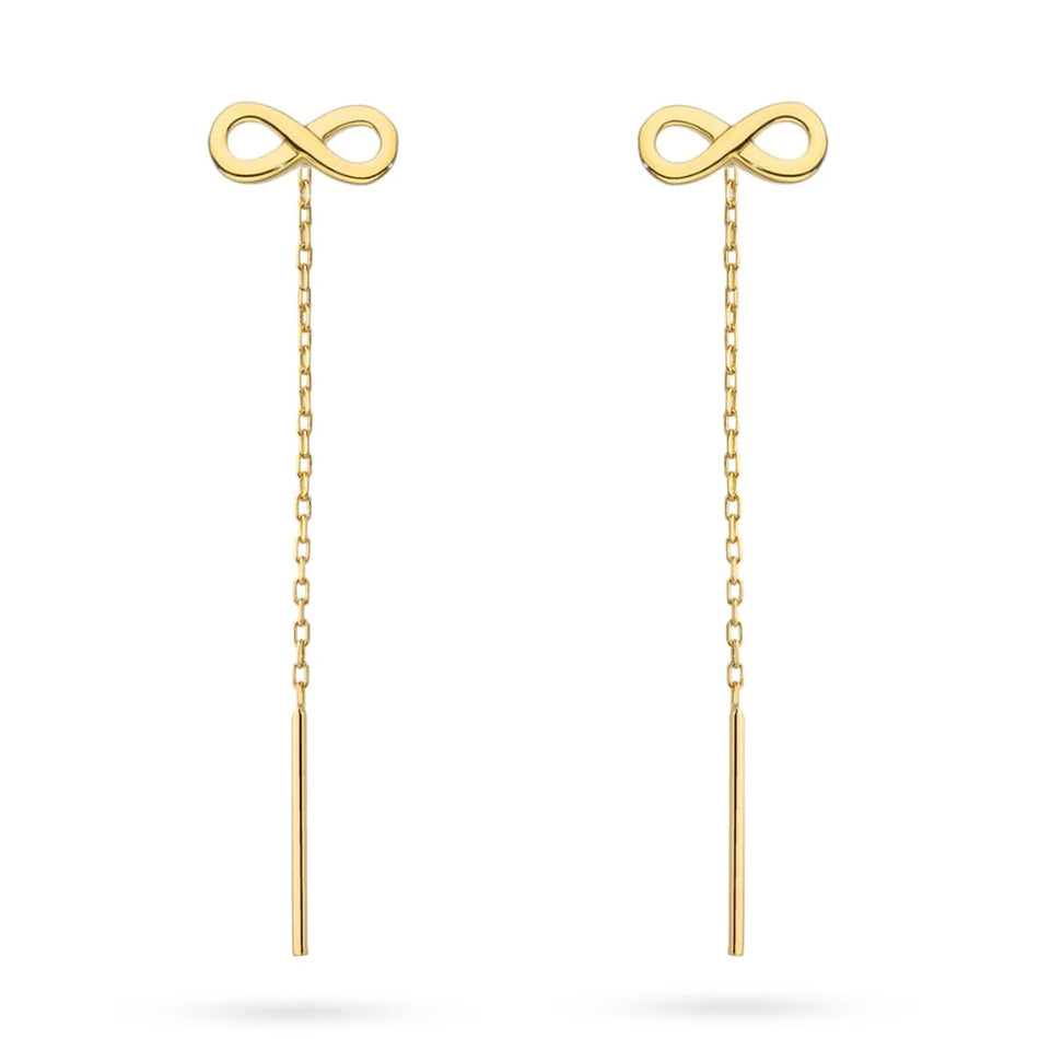 Gold Pull-Through Earrings Infinity