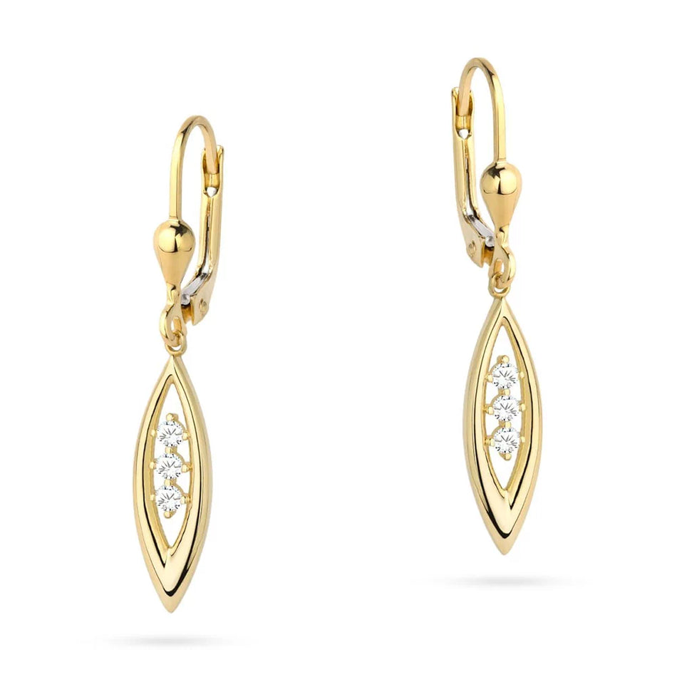Gold Earrings with Zirconia Teardrops