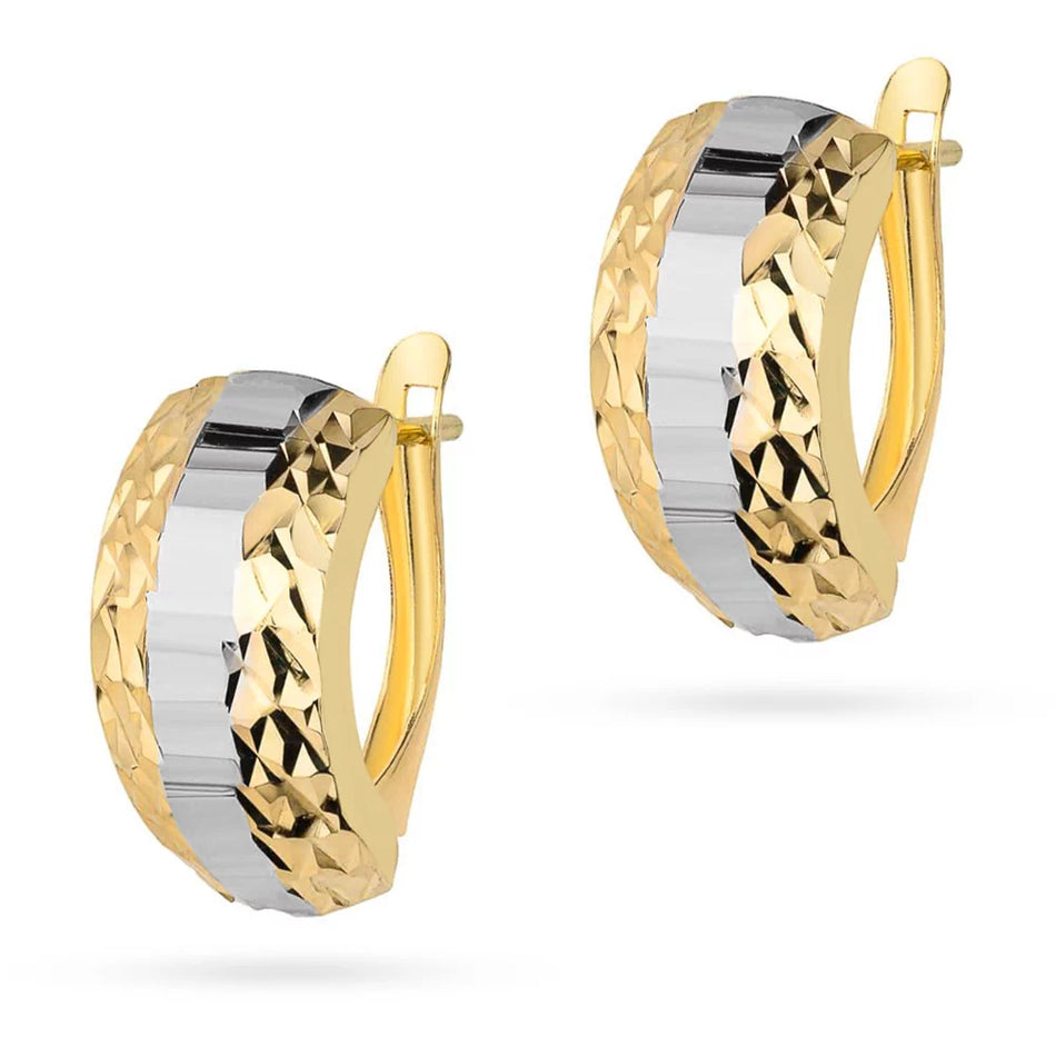 Dvojfarebné zlaté náušnice s Anglickým zapínaním