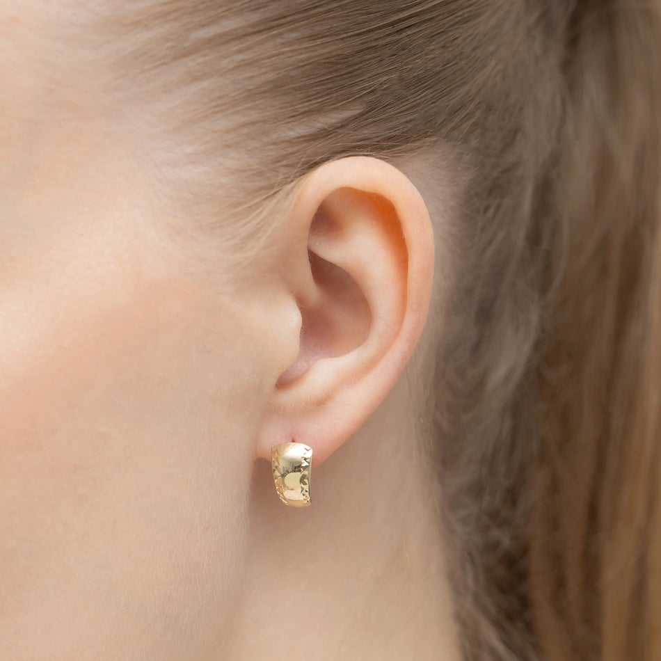 Gold Earrings with English Clasp Rectangular