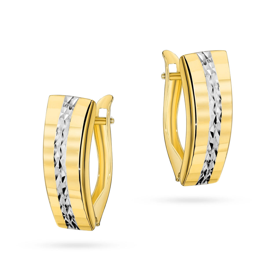 Dvojfarebné zlaté náušnice s anglickým zapínaním