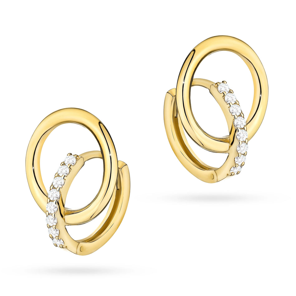 Gold Creole Earrings with Zirconia