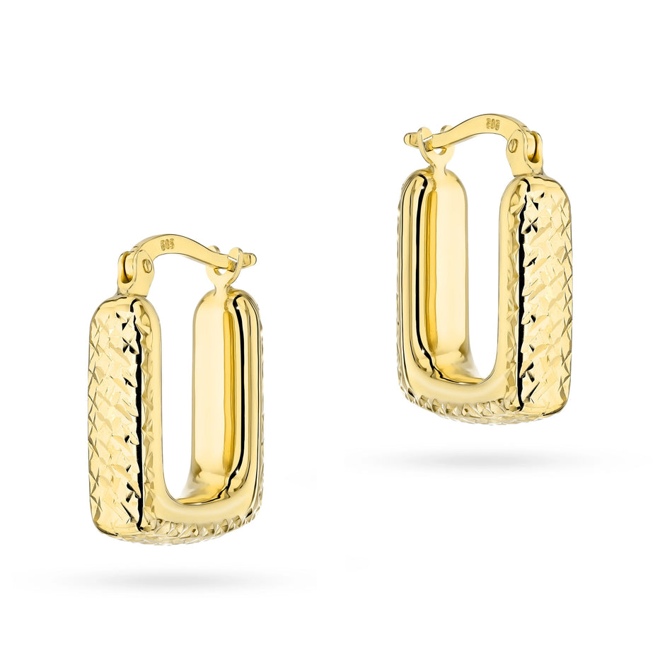 Gold Creole Earrings Rectangles