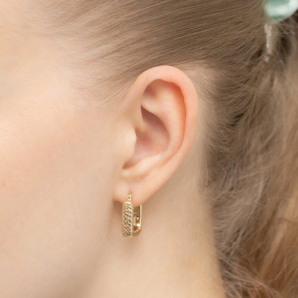 Gold Creole Earrings Rectangles