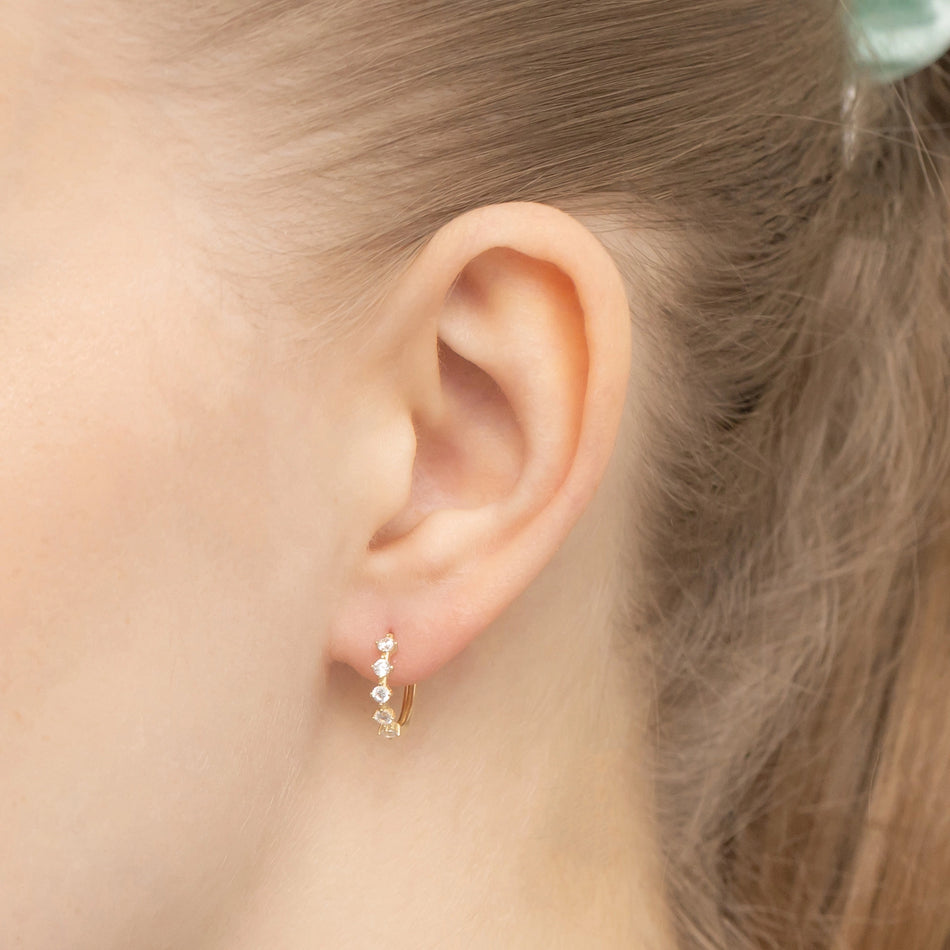 Gold Creole Earrings with Zirconia