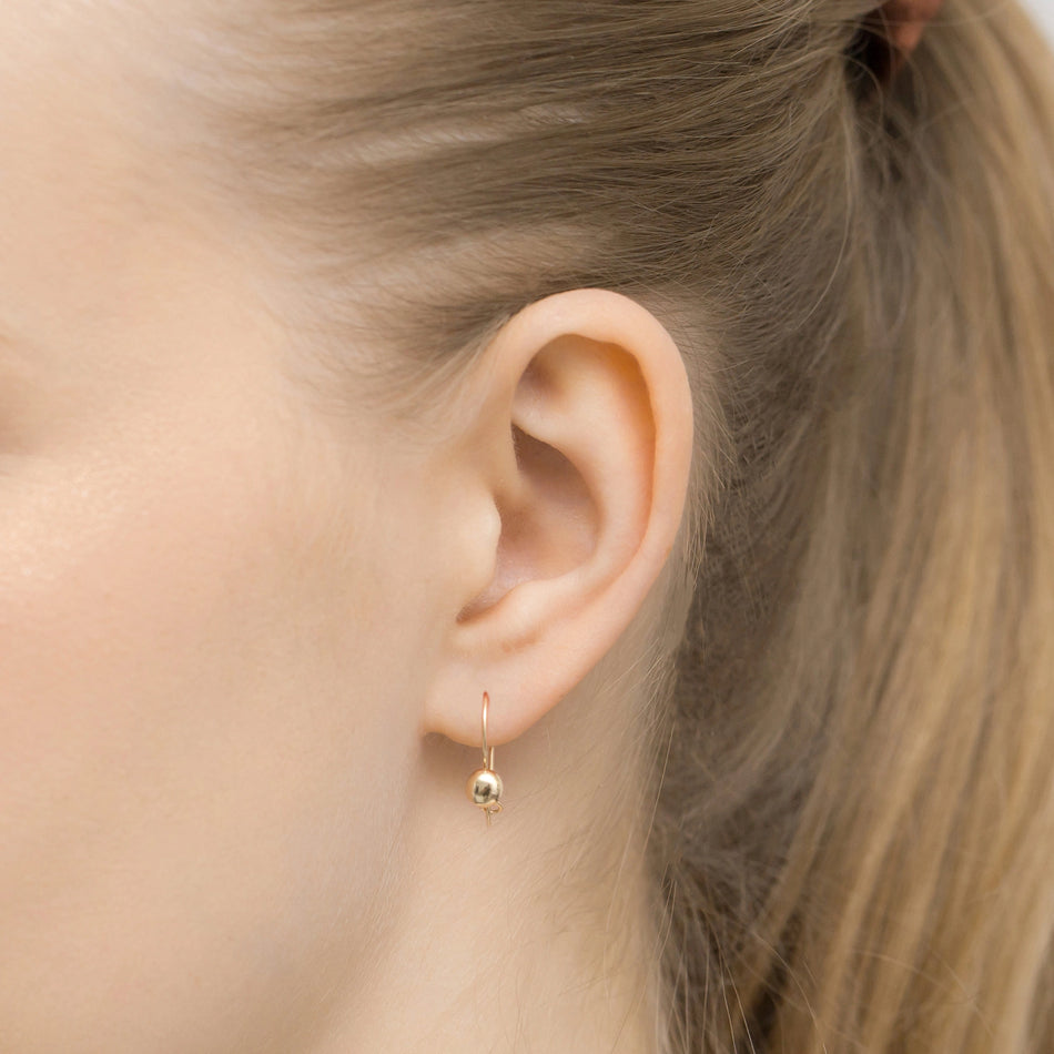 Gold Earrings with French Hook Clasp Beads