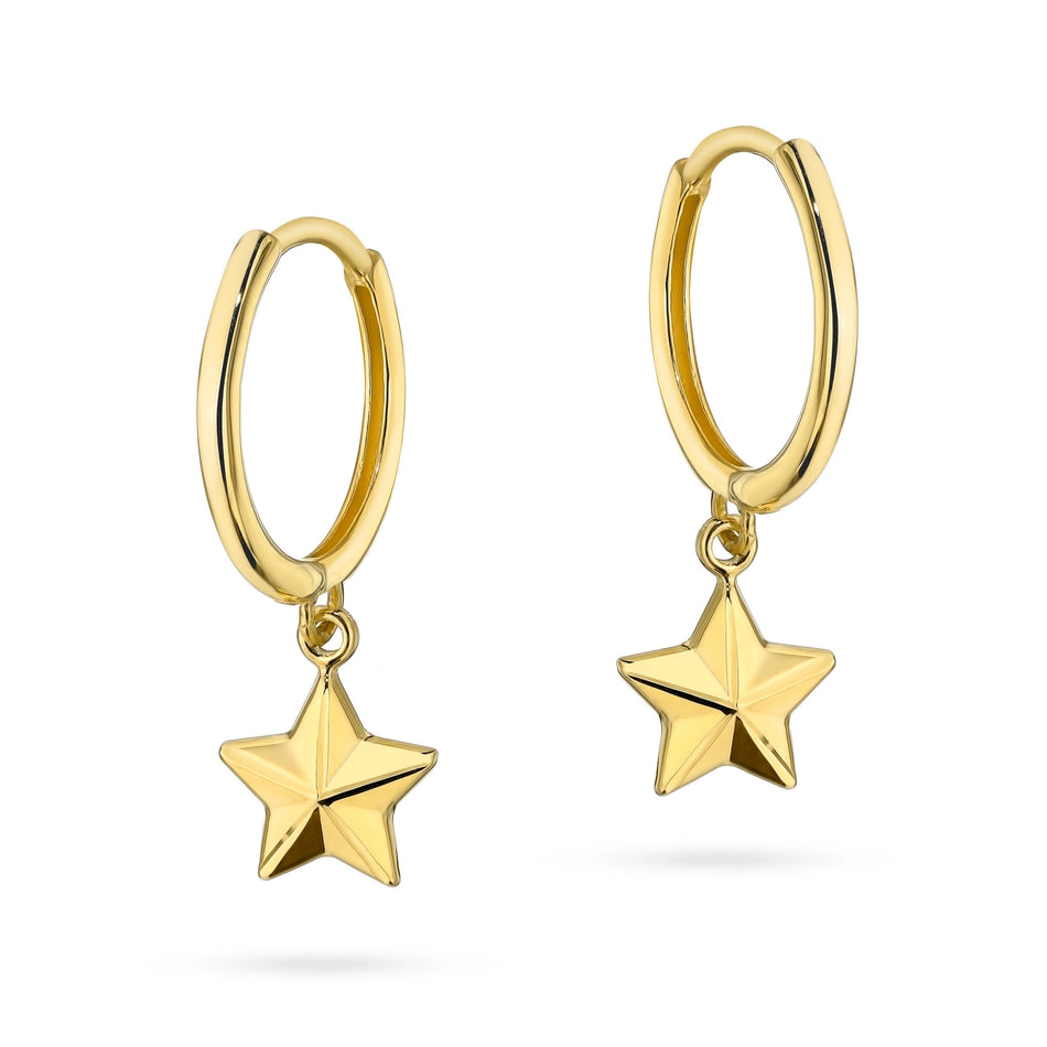 Gold Creole Earrings Stars