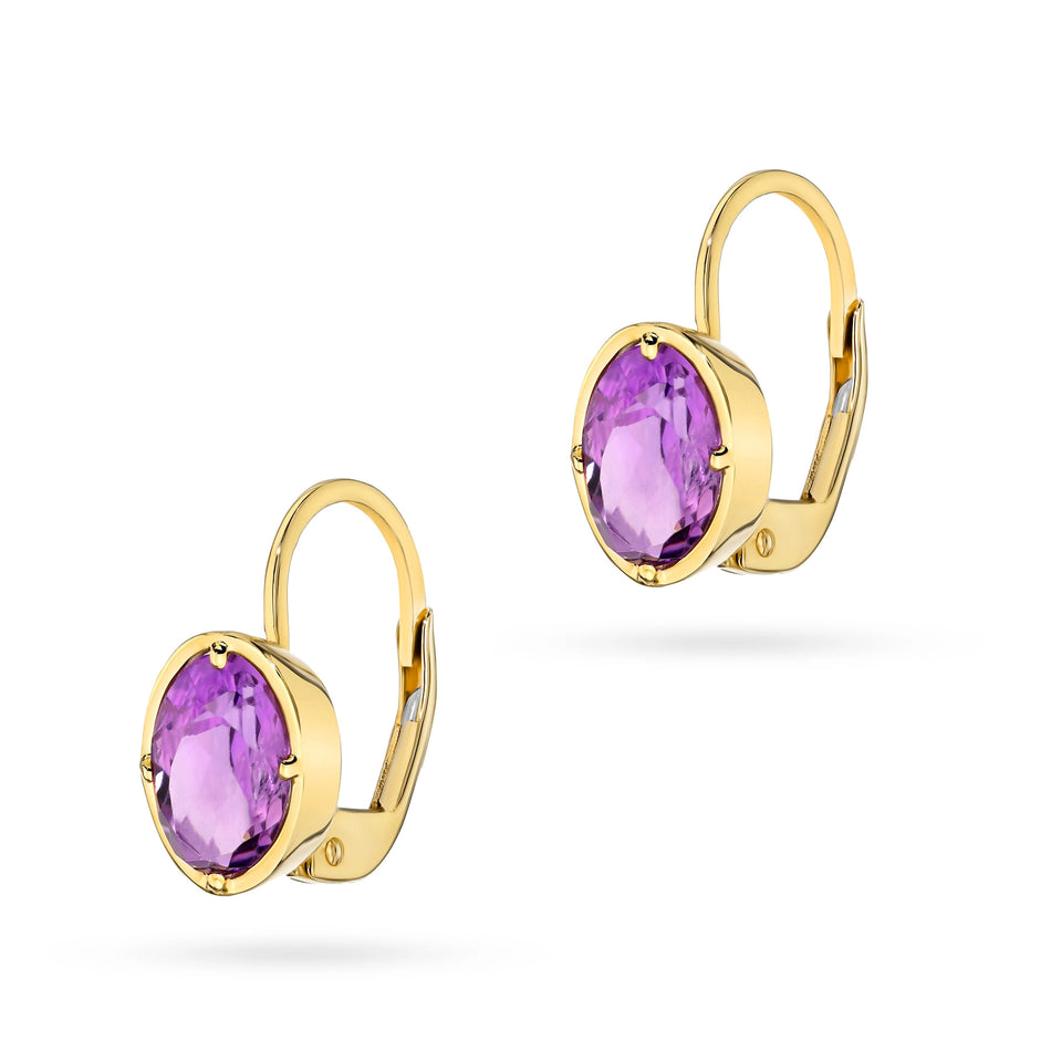 Gold Earrings with Amethyst
