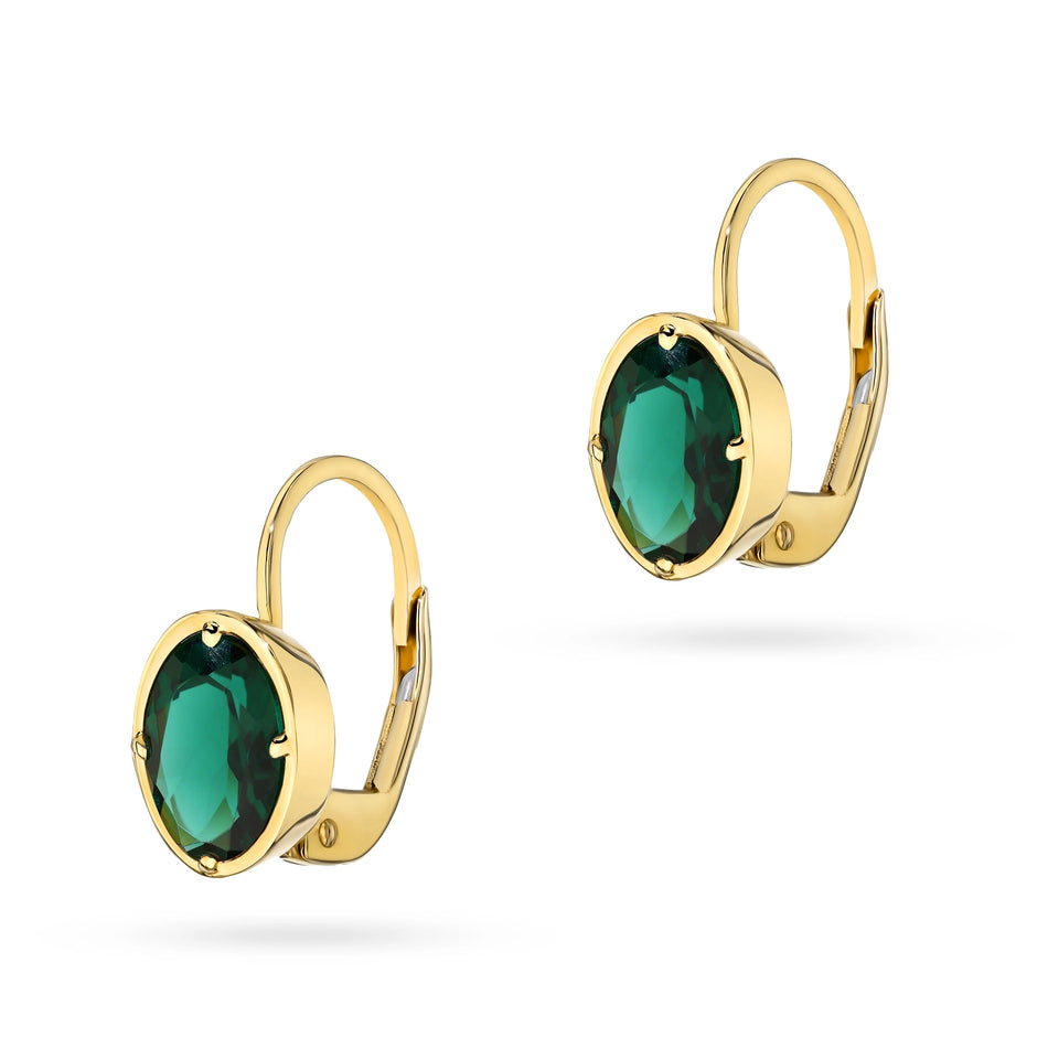 Gold Earrings with Green Quartz