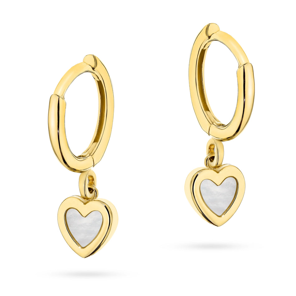 Gold Creole Earrings with Mother of Pearl