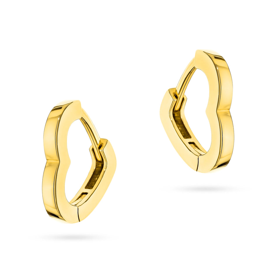 Gold Earrings with English Clasp Hearts