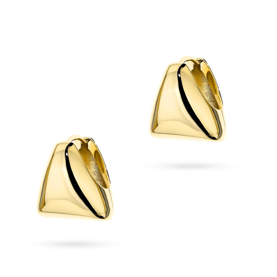 Gold Earrings with English Clasp Triangles