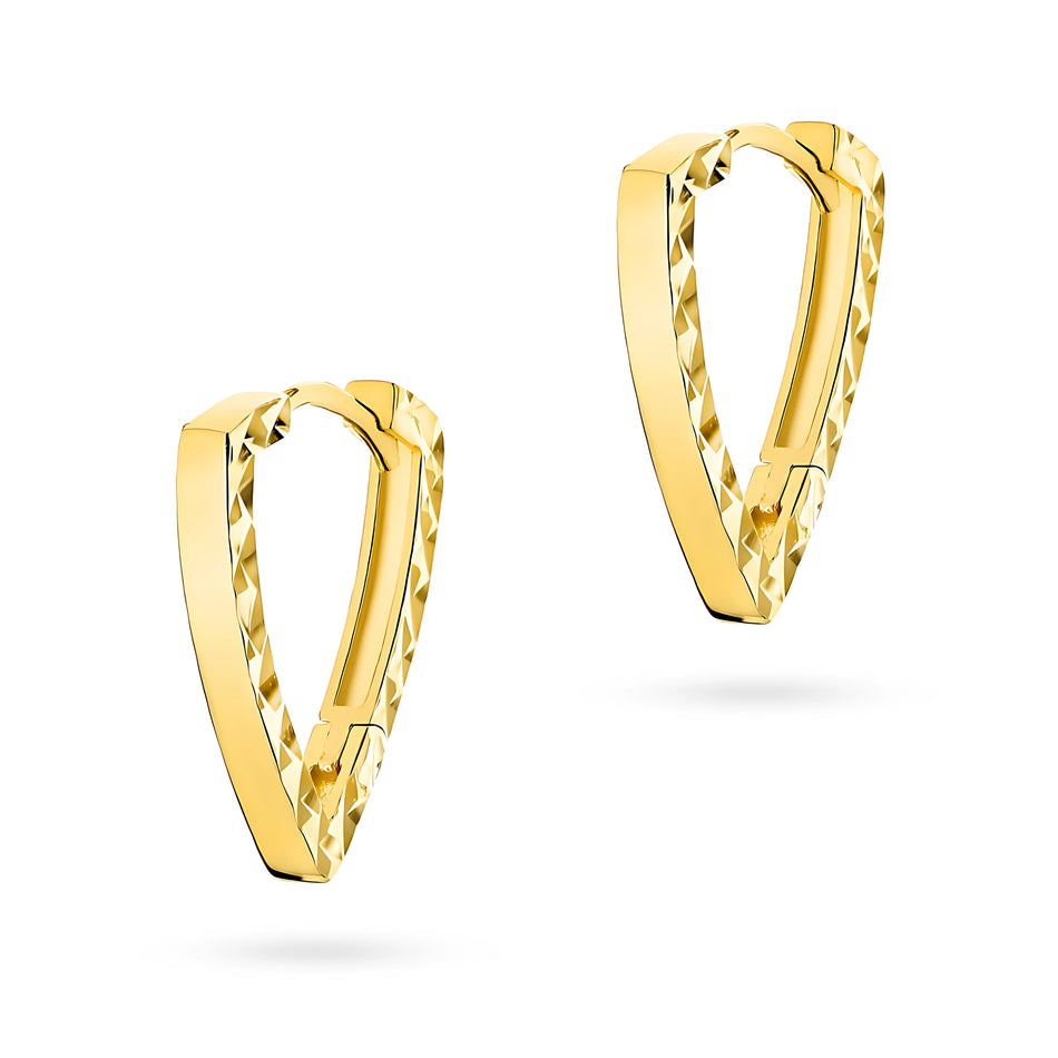 Gold Earrings with English Clasp Triangles