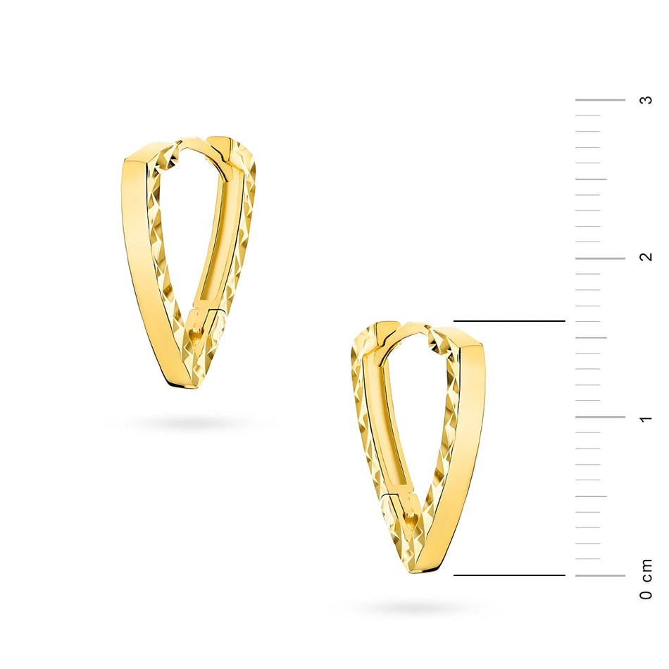 Gold Earrings with English Clasp Triangles
