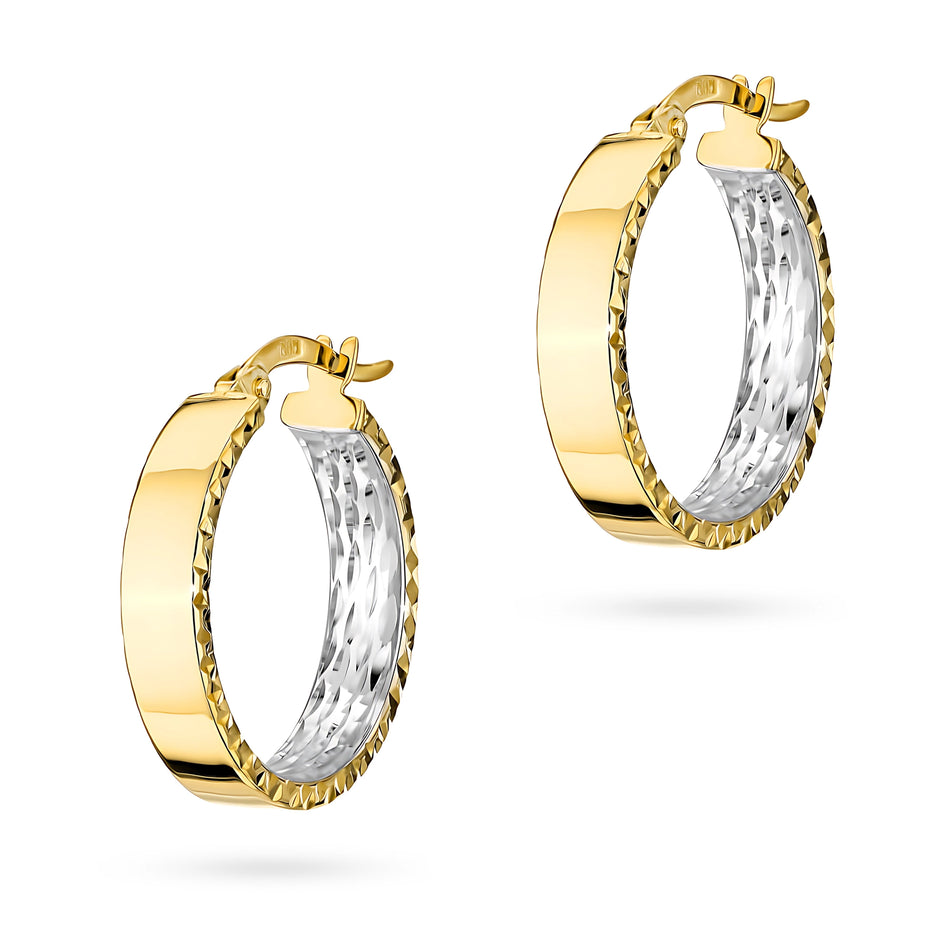 Dvojfarebné zlaté náušnice s Anglickým zapínaním