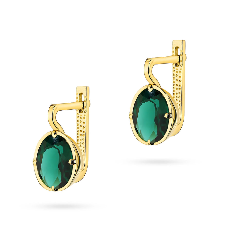 Gold Earrings with Green Quartz