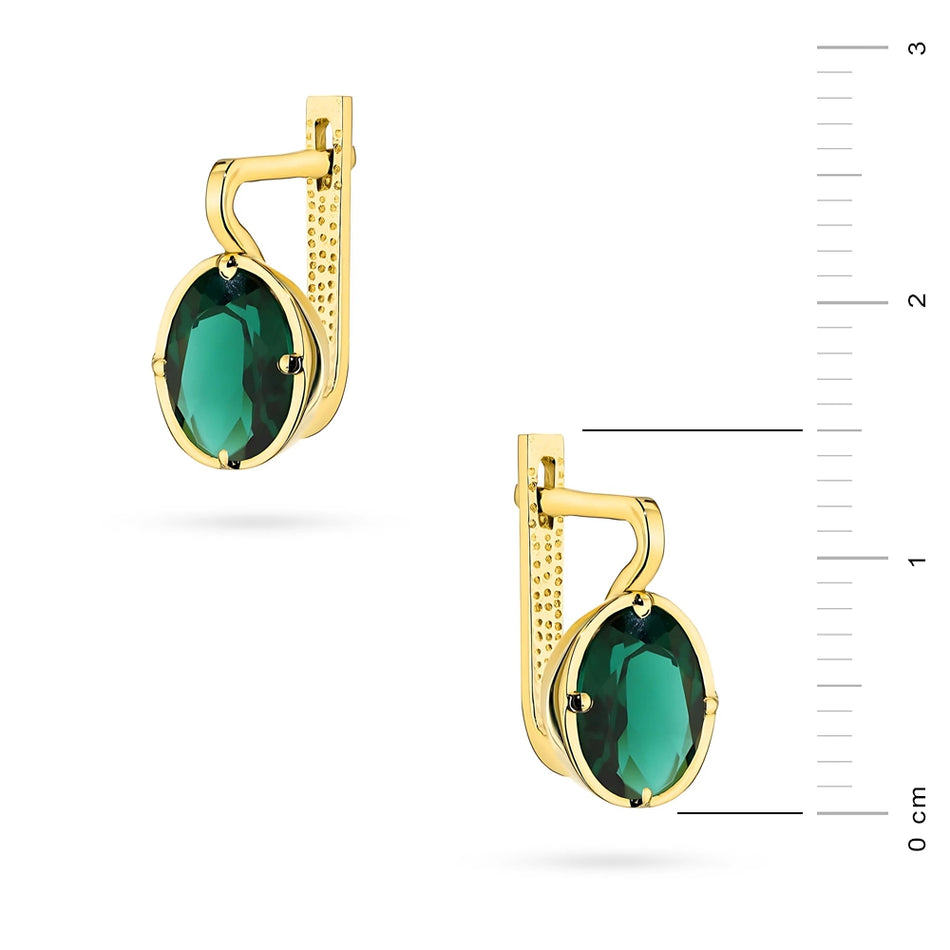 Gold Earrings with Green Quartz