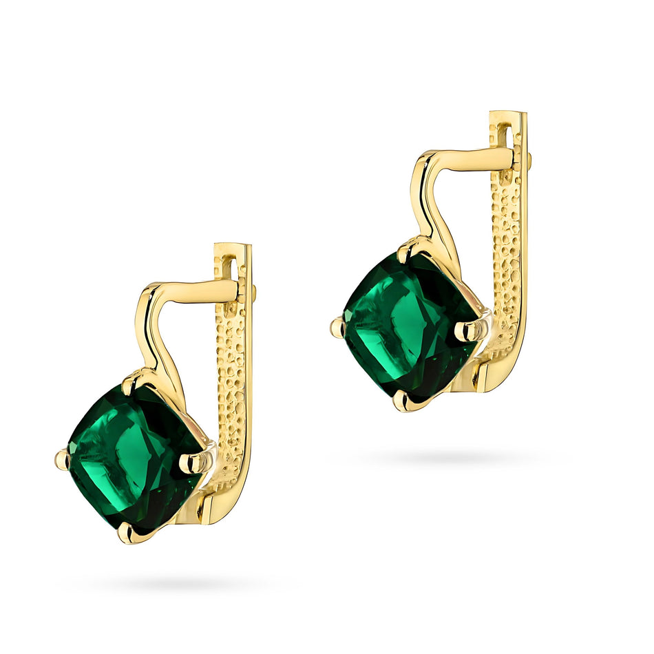 Gold Earrings with Green Quartz