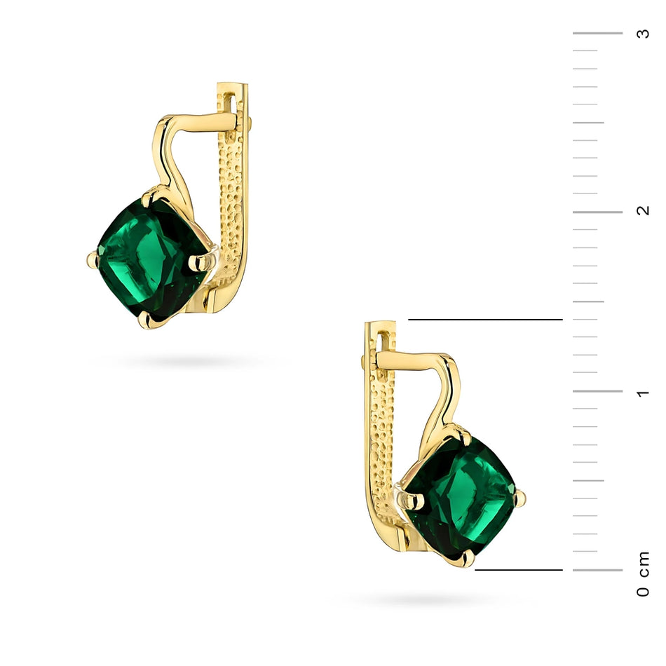 Gold Earrings with Green Quartz