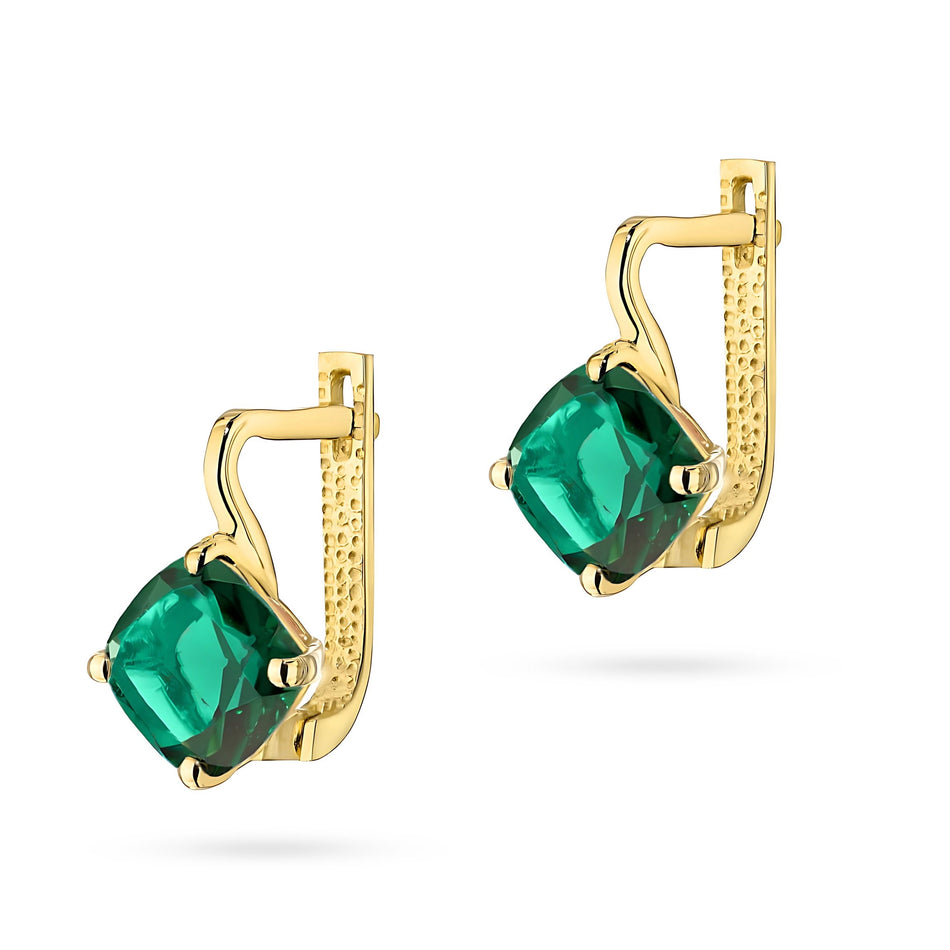 Gold Earrings with Green Quartz