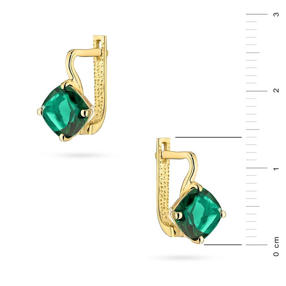 Gold Earrings with Green Quartz