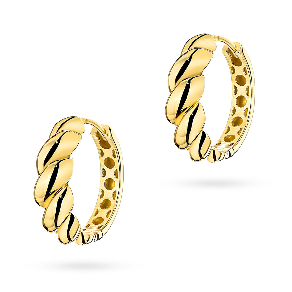 Gold Earrings with English Clasp Waves