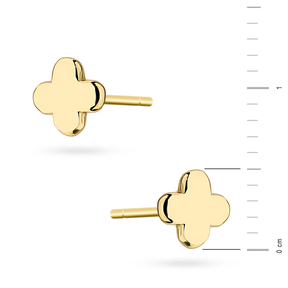 Gold Stud Earrings Lucky Clovers