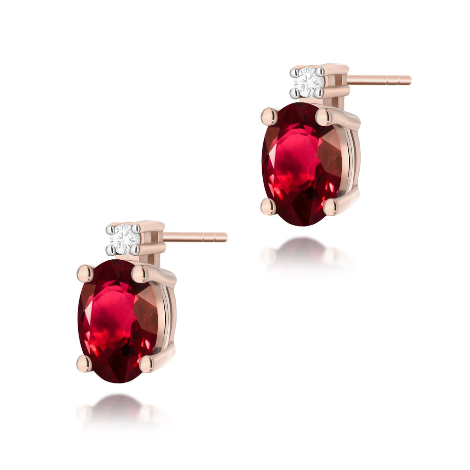 Gold Earrings with 0.60ct Rubies and 0.029ct Diamonds