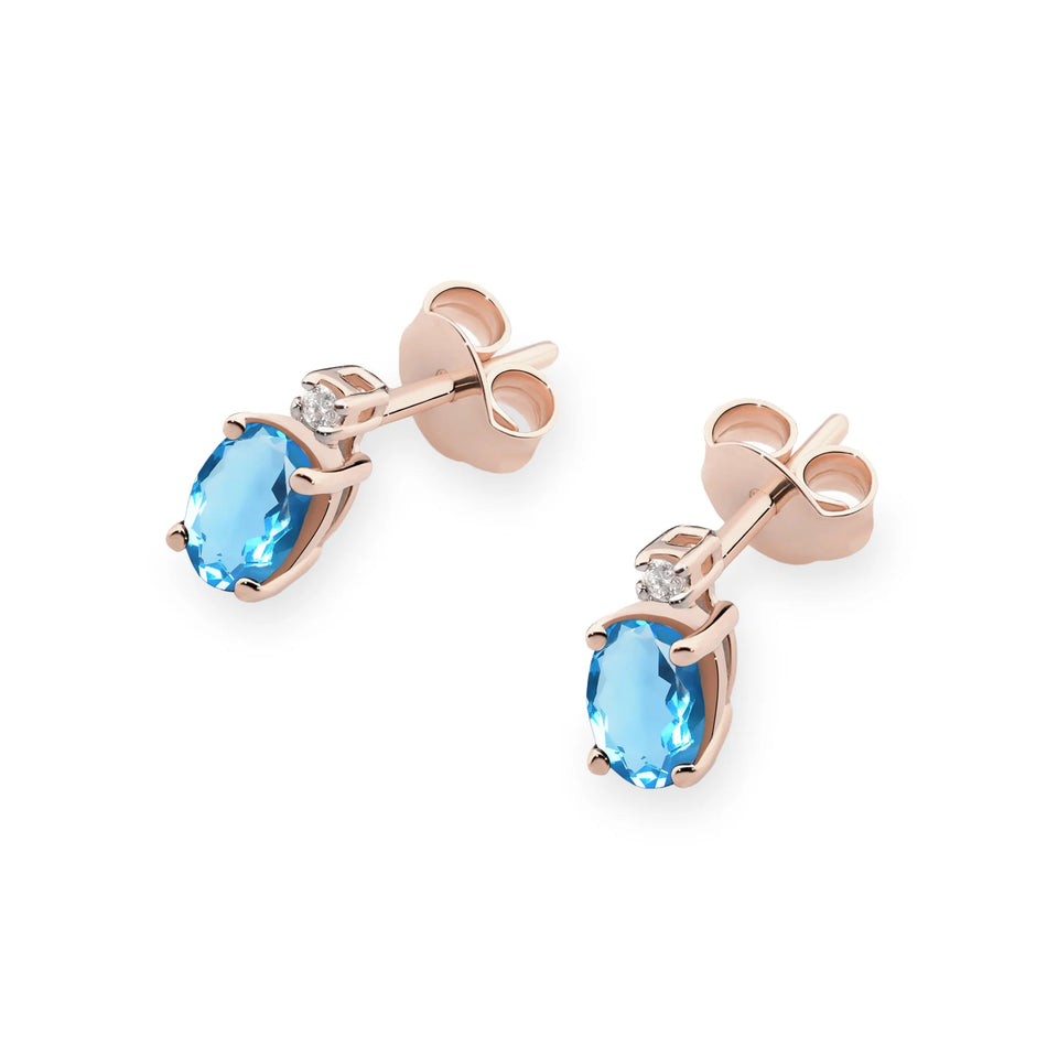 Zlaté náušnice s topásmi 0,50 ct a diamantmi 0,029 ct