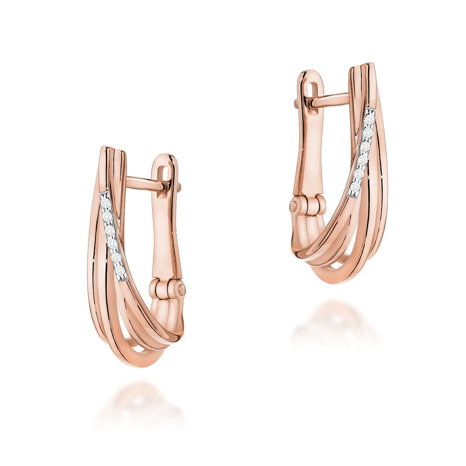 Gold Earrings with 0.06ct Diamonds