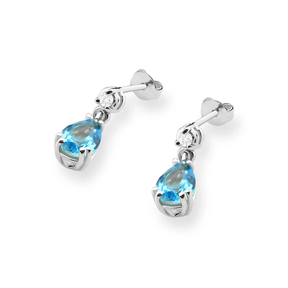 Gold Earrings with 0.90ct Topaz and Diamonds