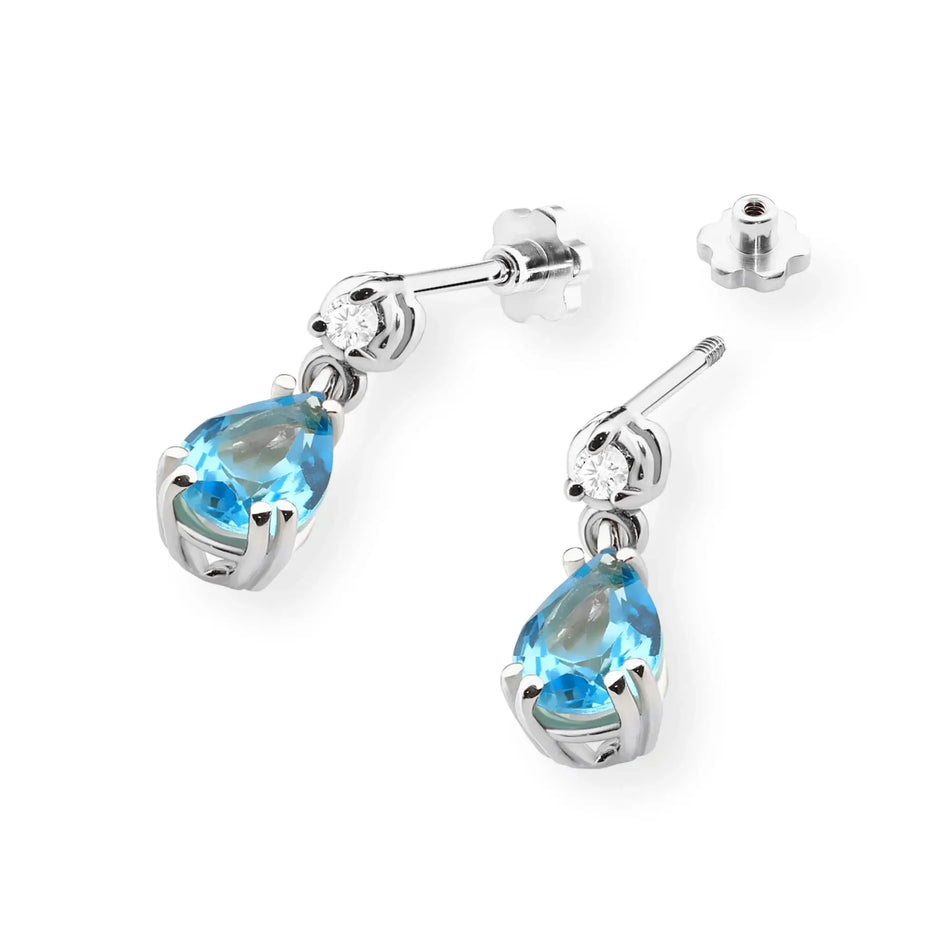 Gold Earrings with 0.90ct Topaz and Diamonds