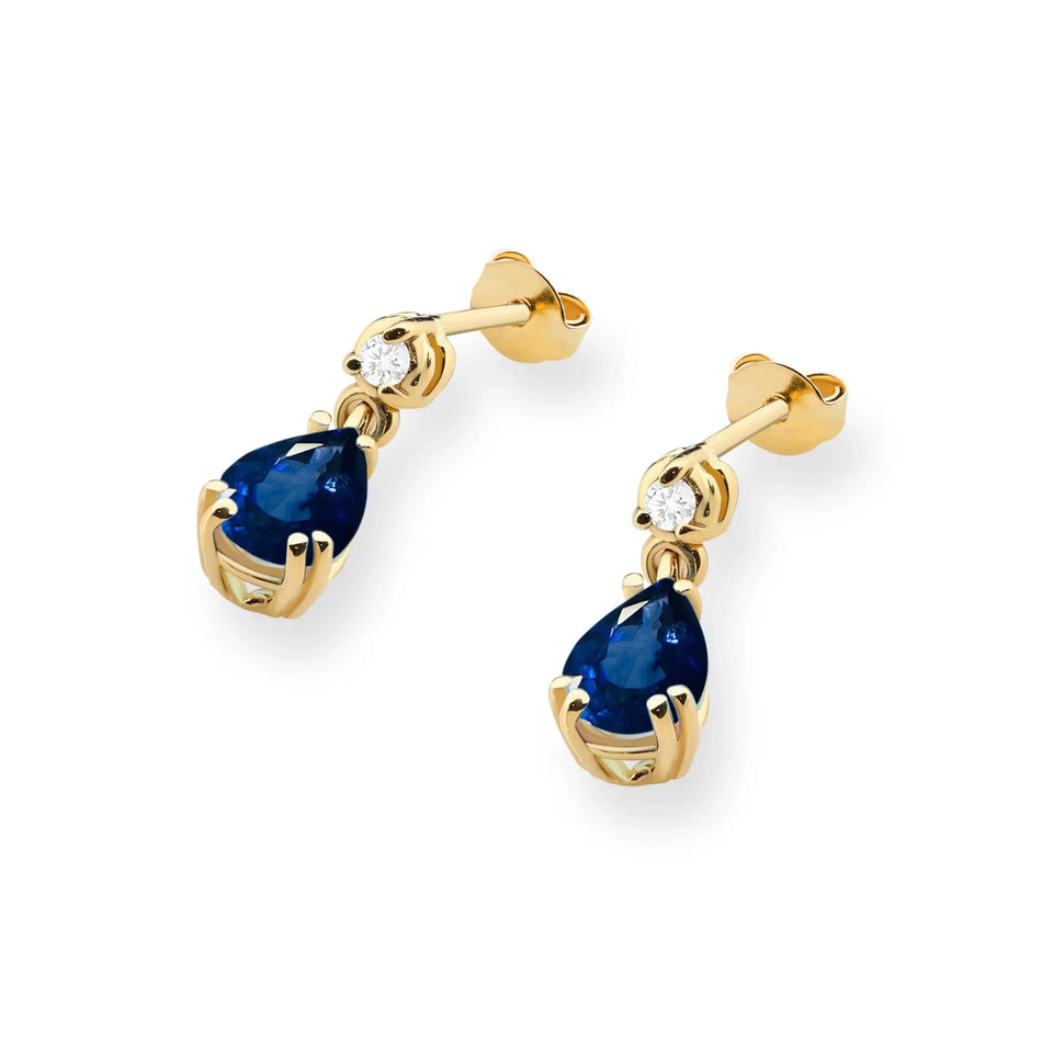 Gold Earrings with 0.60ct Sapphire and Diamonds