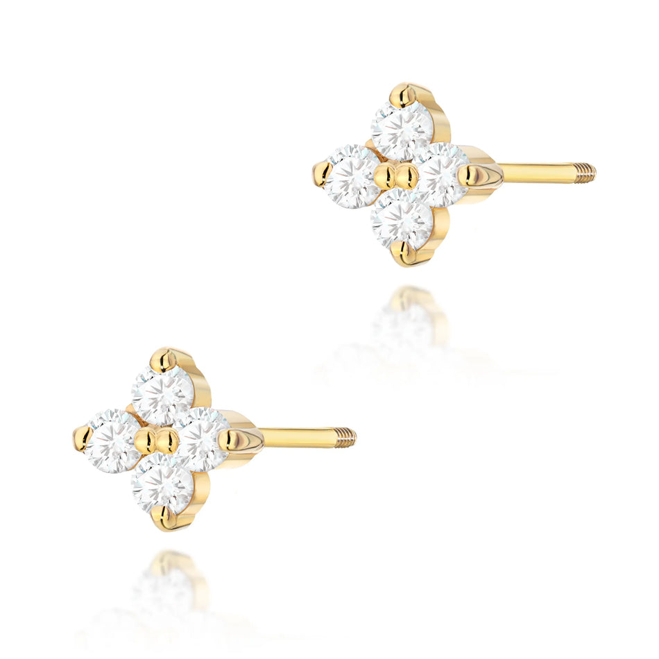 Gold Earrings with 0.116ct Diamonds