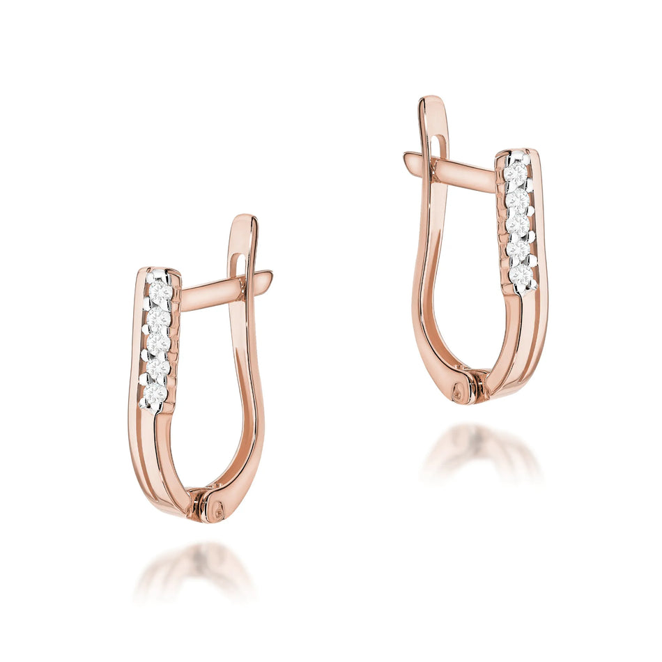 Gold Earrings with 0.145ct Diamonds