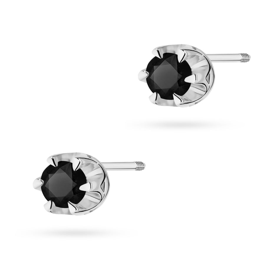 Gold Earrings with 0.12ct Black diamonds