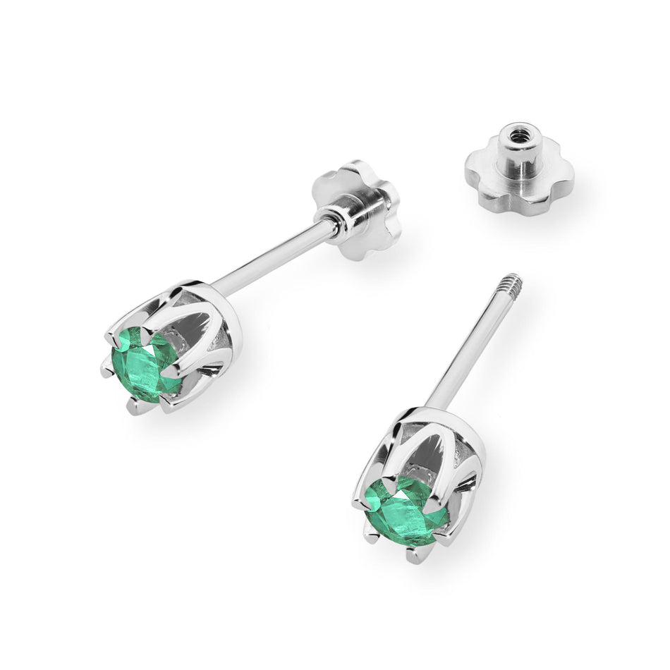 Gold Earrings with 0.15ct Emeralds